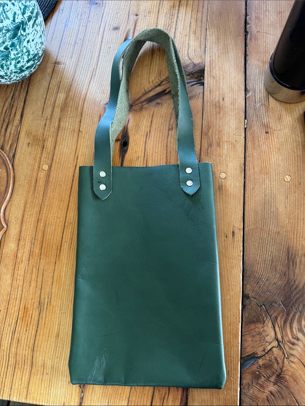Classic Green Leather Tote Bag for Men